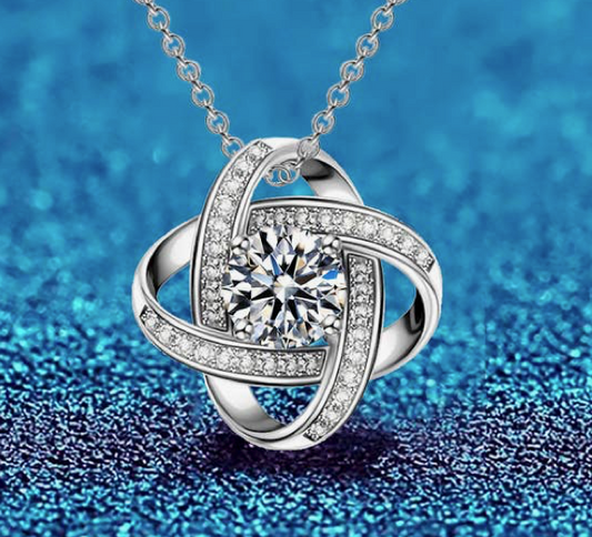 EM  18k  White Gold Plated  CZ  Diamond Fashion Necklace