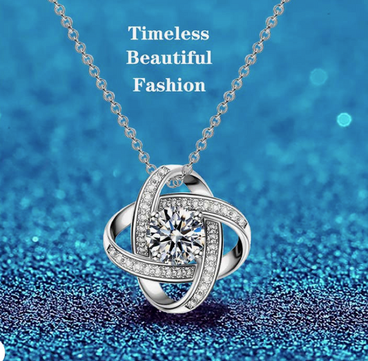 EM  18k  White Gold Plated  CZ  Diamond Fashion Necklace