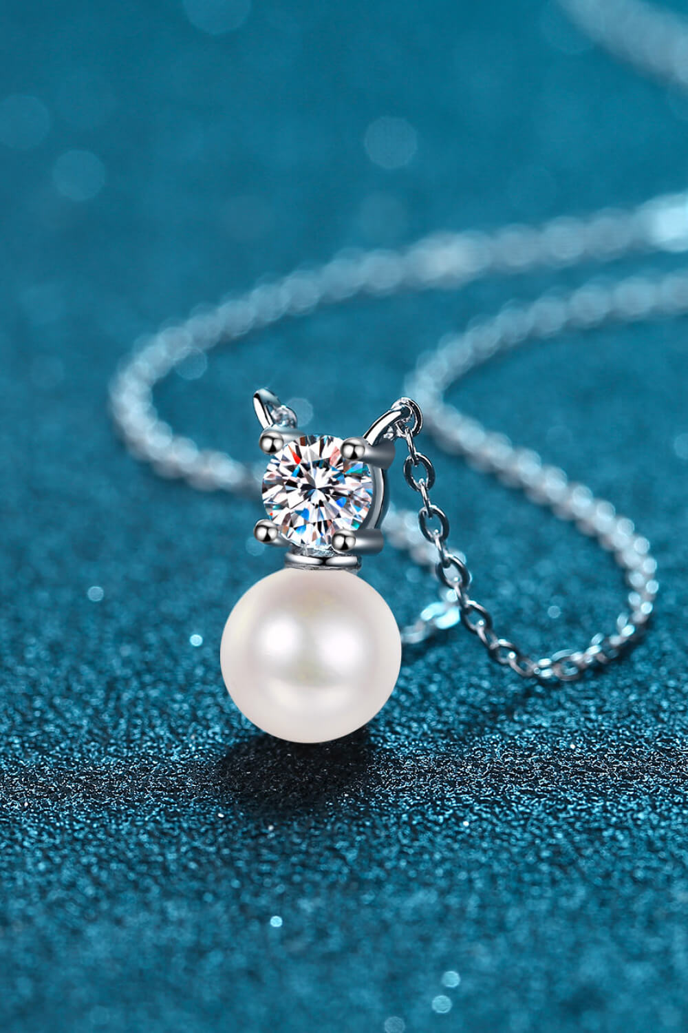 925 Sterling Silver  Freshwater  Pearl  Moissanite  Necklace