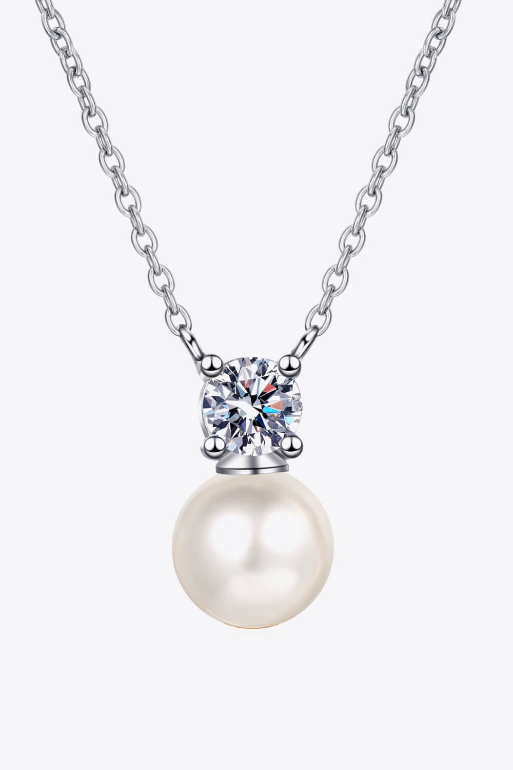 925 Sterling Silver  Freshwater  Pearl  Moissanite  Necklace