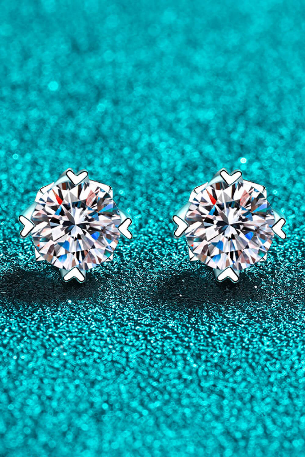 925 Sterling Silver  4 Carat  Moissanite  Post Back Stud  Earrings