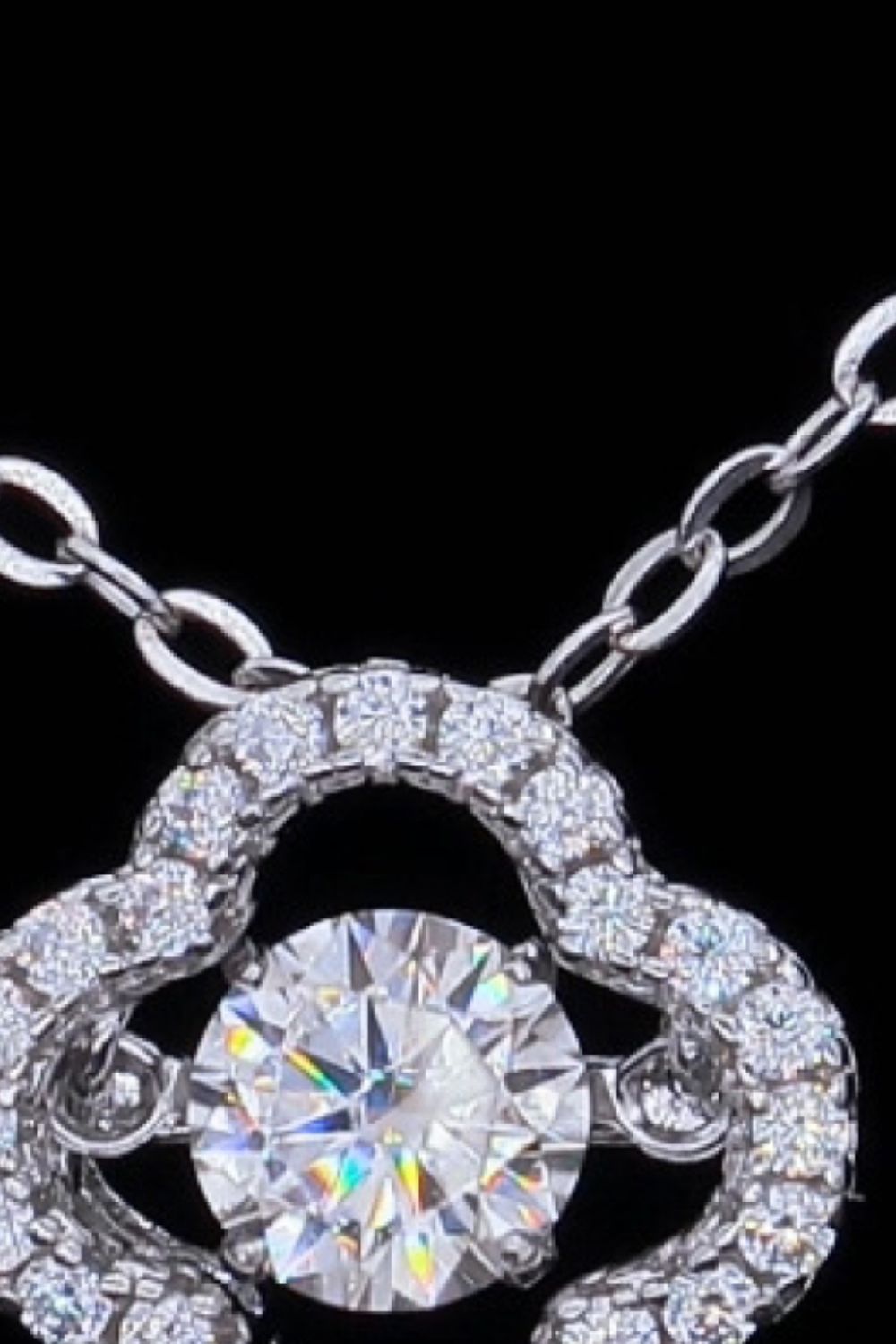 925 Sterling Silver  Moissanite  Flower  Pendant  Necklace