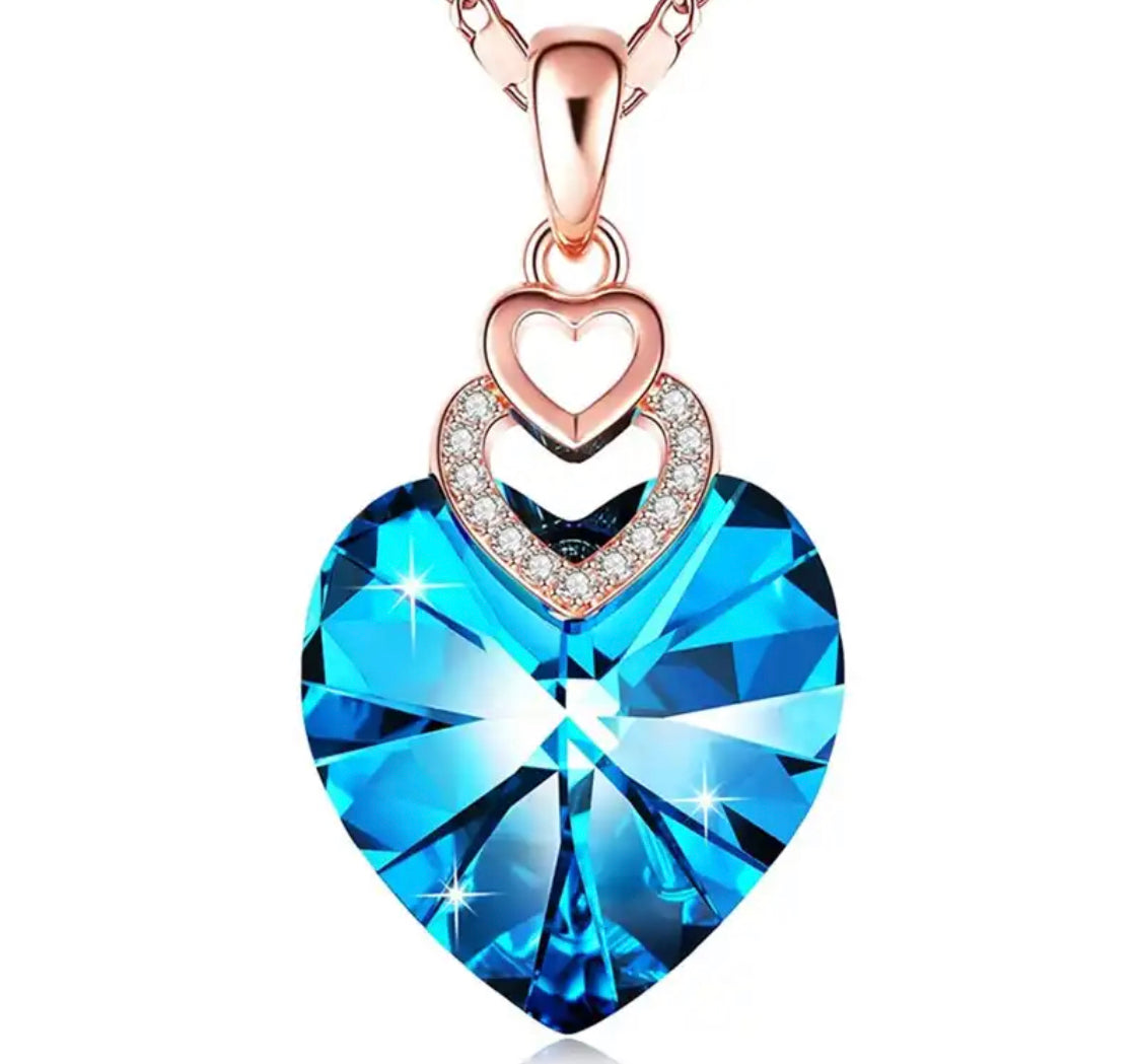 3 Heart Crystal Necklace for Women Gifts for her Pendant Crystal Jewelry Necklace for Girl Wedding Gifts for Anniversary Day Mother's Day Valentine’s Day Birthday